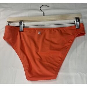 Hurley Women's Sz Medium Solid Swim Bikini Bottom Coral Orange Mid Rise 🍊 Surf